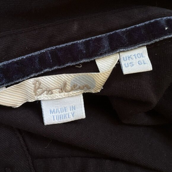 Boden Size 6L Black Collared Tie Waist Ruffled Shirt Dress WH390 Cotton - Picture 4 of 4